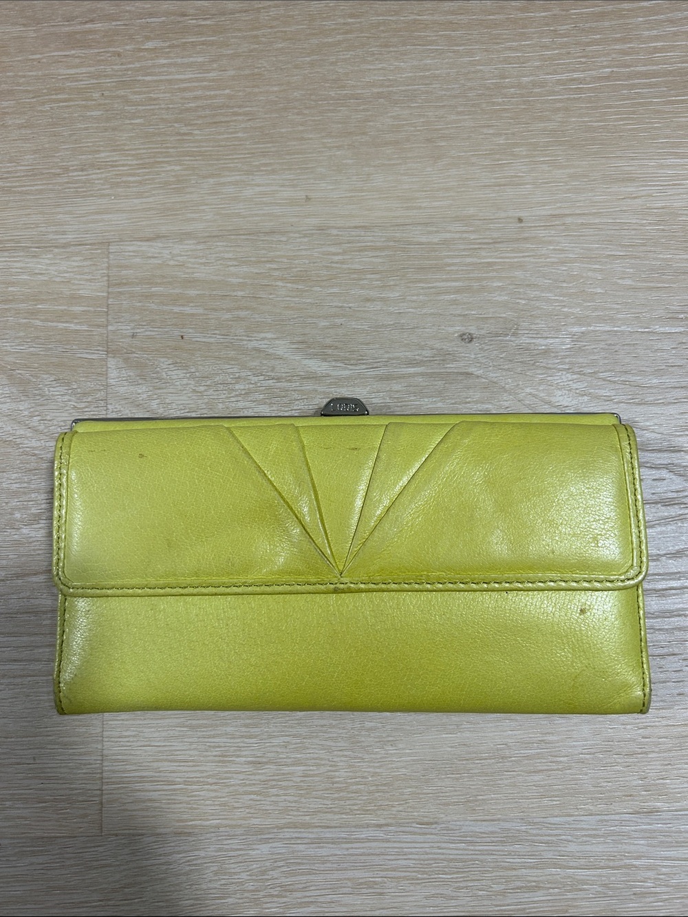 Lodis Lime Yellow Leather Fold-Front Wallet